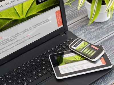 Responsive web design on mobile devices phone, laptop and tablet pc